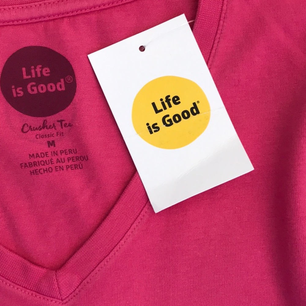 Beautiful "Life Is Good" Camper Pink Long Sleeve Top M - Picture 3 of 9